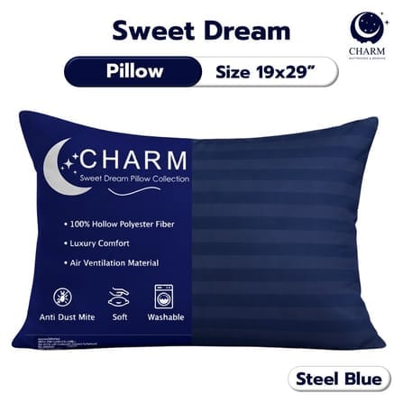 หมอนหนุน CHARM SWEET DREAM ซื้อ 1 แถม 1 ขนาด 19X29 นิ้ว 1000 กรัม สี STEEL BLUE_1